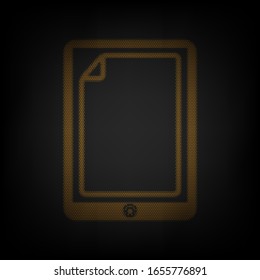 Protective sticker on the screen. Icon as grid of small orange light bulb in darkness. Illustration.