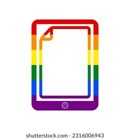 Protective sticker on the screen. Rainbow gay LGBT rights colored Icon at white Background. Illustration.