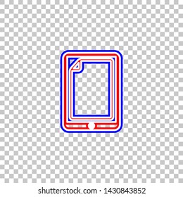 Protective sticker on the screen. Red, white and contour icon at transparent background. Illustration.
