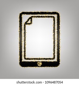 Protective sticker on the screen. Vector. Blackish icon with golden stars at grayish background.