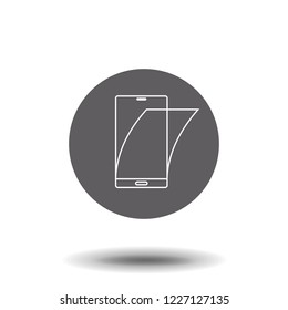 Protective sticker on the screen. Vector. Flat style black icon on white.