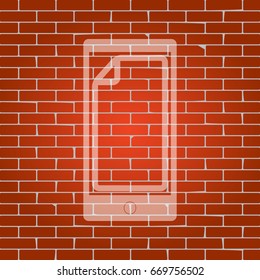 Protective sticker on the screen. Vector. Whitish icon on brick wall as background.