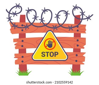 Protective Structure From Unauthorized Persons. Restricted Area For Unauthorized Persons. Flat Vector Illustration.