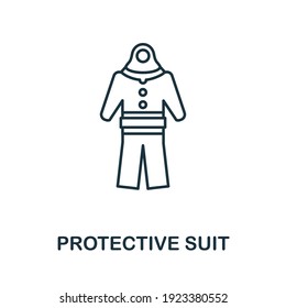 Schutzanzug-Symbol Einfaches Element aus der persönlichen Hygiene-Kollektion. Creative Protection Suit Icon für Webdesign, Vorlagen, Infografiken und mehr