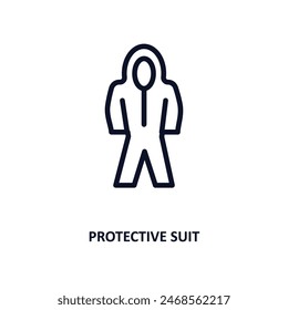 protective suit icon. Thin line protective suit icon from people collection. Outline vector isolated on white background. Editable protective suit symbol can be used web and mobile