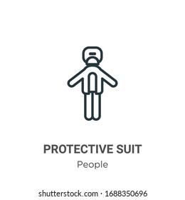 Icono de vector de contorno de trazo protector. Icono de traje protector negro de línea delgada, ilustración de elemento simple vector plano de personas editables concepto de trazo aislado sobre fondo blanco