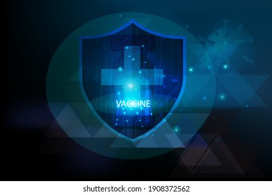 Diseño de símbolo protector con herramienta de malla para proteger el virus Corona en fondo azul, brote de enfermedad viral.
