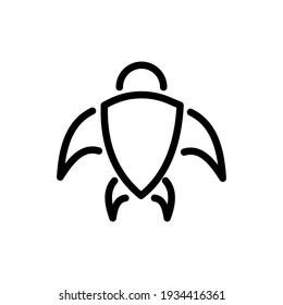 protective turtle icon line art, pictogram for simple animal step symbol