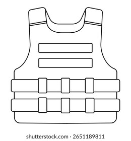 Design de colete protetor exibido em um contorno simplista em um fundo plano