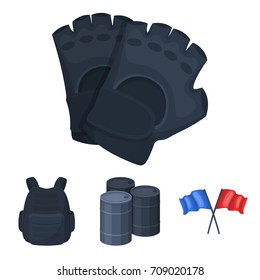 Protective vest, gloves and other equipment. Paintball single icon in cartoon style vector symbol stock illustration web.