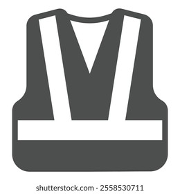 Protective vest solid icon, labor protection, work safety concept. Vector graphics. Workwear clothes sign on white background, glyph style icon for mobile or web design