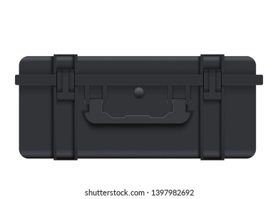 Protective Waterproof Plastic Case. Tool box and Safe Equipment Storage. Closed style. Vector Illustration isolated on white background.