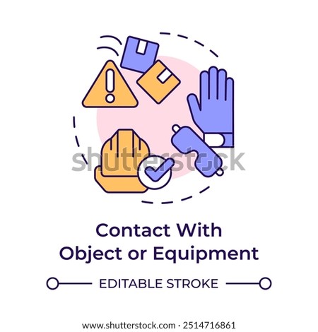 Protective work equipment multi color concept icon. Labor tools, ppe. Workplace safety. Round shape line illustration. Abstract idea. Graphic design. Easy to use in infographic, presentation