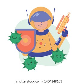 A Protector Anti-Virus System Flat Illustration