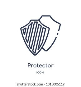 protector icon from security outline collection. Thin line protector icon isolated on white background.