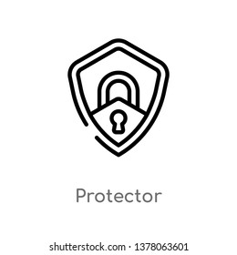 protector vector line icon. Simple element illustration. protector outline icon from security concept. Can be used for web and mobile
