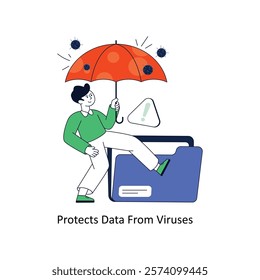 Protects Data From Viruses Flat Style Design Vector illustration. Stock illustration