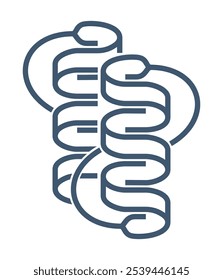 3D-Kreissymbol aus Eiweiß mit 2 Spiralen, mit gefalteten und ungefalteten Fragmenten. fett gedruckt