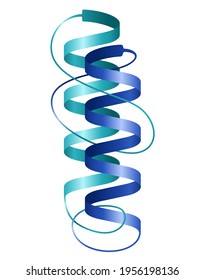 Protein 3D Icon With 2 Sample Spirals - 3D Structure Solved By X-ray Crystallography, With Folded And Unfolded Fragments. Isolated Vector Illustration