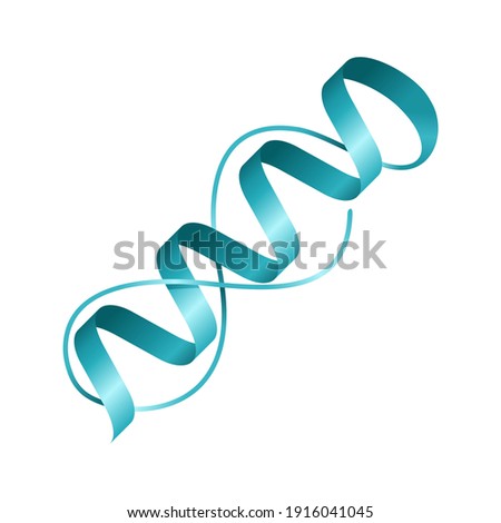 Protein 3D icon - 3D structure solved by X-ray crystallography, with folded and unfolded fragments. Isolated vector illustration