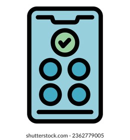 Protein app phone icon outline vector. Care pulse. Counter program color flat