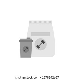 protein bag and shaker in flat style, vector