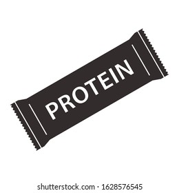 Protein bar black icon isolated on white background. Sport and fitness supplements. Vector illustration