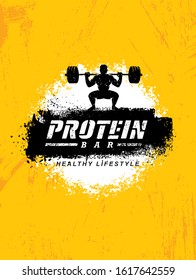 Protein Bar Healthy Sport Nutrition Creative Powerful Sign Vector Concept