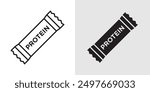 Protein bar icon Black line art vector logo set