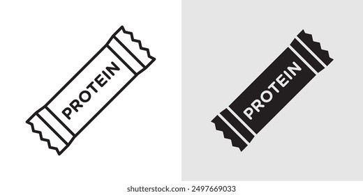 Protein bar icon Black line art vector logo set