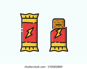 Protein Bar Icon. Useful Energy Snack In Vector Flat Style.