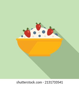 Protein breakfast icon flat vector. Healthy food. Meal plate