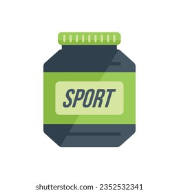 La proteína puede frenar el icono del icono vector plano. Nutrición deportiva. Alimentos para gimnasios aislados