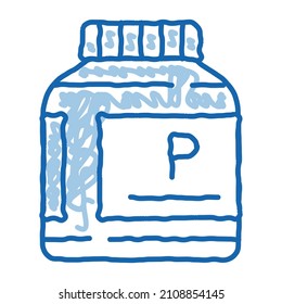 protein can sketch icon vector. Hand drawn blue doodle line art protein can sign. isolated symbol illustration