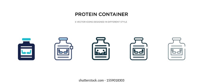 protein container icon in different style vector illustration. two colored and black protein container vector icons designed in filled, outline, line and stroke style can be used for web, mobile, ui