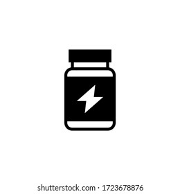 Protein container vector icon in black solid flat design icon isolated on white background