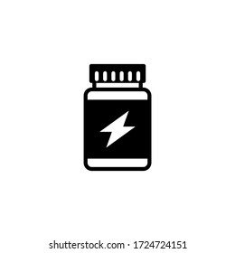 Protein container vector icon in black solid flat design icon isolated on white background