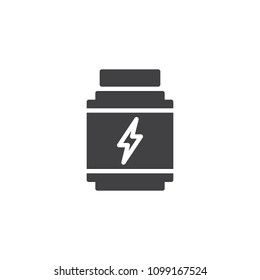 Protein container vector icon. filled flat sign for mobile concept and web design. Energy drink simple solid icon. Symbol, logo illustration. Pixel perfect vector graphics