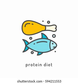 Protein diet icon. Organic food. Healthy diet concept