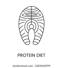 Protein diet line icon in vector, illustration of fish steak, piece of fish.