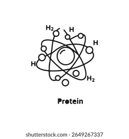  Ilustración de línea de icono de Vector simple de contorno de trazo editable de proteína sobre fondo blanco