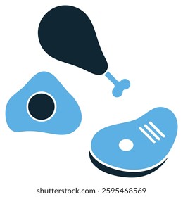 Protein food icon in a modern flat style. Perfect for nutrition, diet, fitness, health, muscle building, meal planning, and food-related designs. Ideal for healthy eating and wellness projects.