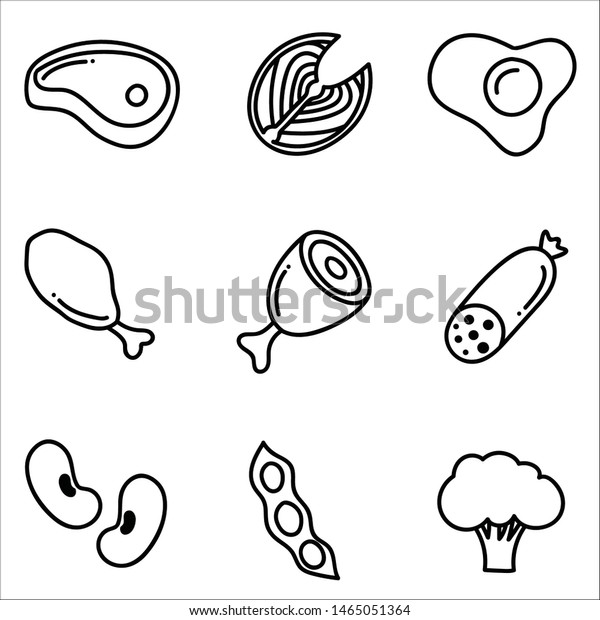 Protein Food Icons Collection Healthy Diet Stock Vector Royalty Free 1465051364 Shutterstock 7494