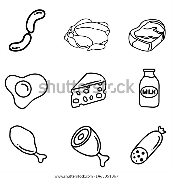 Protein Food Icons Collection Healthy Diet Stock Vector Royalty Free 1465051367 Shutterstock 5893