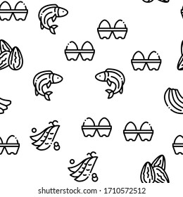 Protein Food Nutrition Seamless Pattern Vector Thin Line. Illustrations