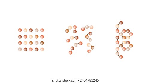 Protein Formation. Biochemical Structure Of Amino acids, Peptides And Proteins Molecular Model. Scientific Design. Vector Illustration.