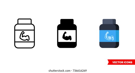 Protein Icon Of 3 Types: Color, Black And White, Outline. Isolated Vector Sign Symbol.