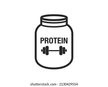 Protein Icon Or Flat Illustration. Whey Protein Bottle Icon Vector. Design Template Of Whey Protein