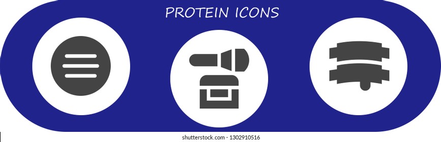  protein icon set. 3 filled protein icons.  Simple modern icons about  - Meat, Powder, Ribs