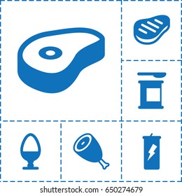 Protein icon. set of 6 protein filled icons such as beef, egg